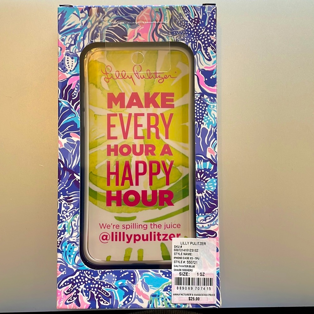 Lilly Pulitzer iPhone case for iPhone X/XS in Shade Seekers print. New in case